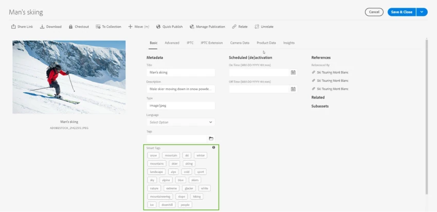 Smart tags in image properties in aem