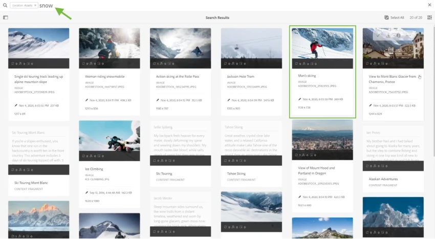 Search by smart tags in aem
