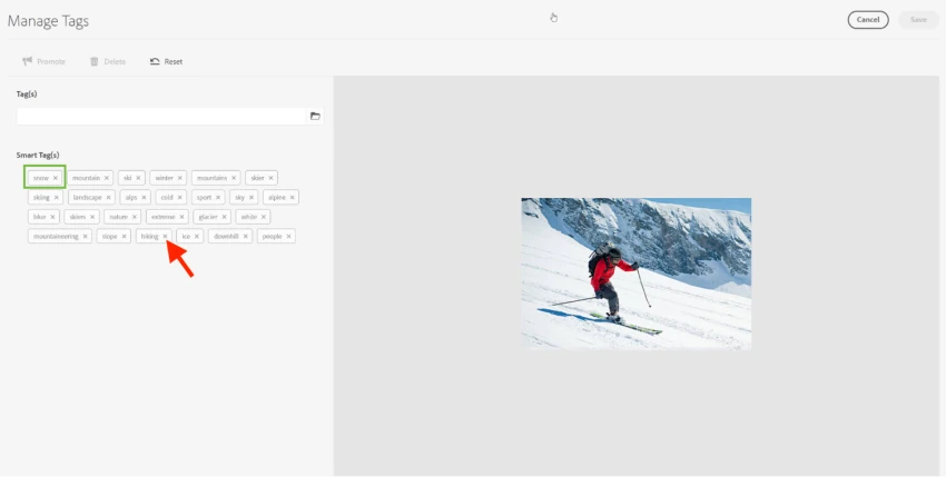 Smart tag management in aem