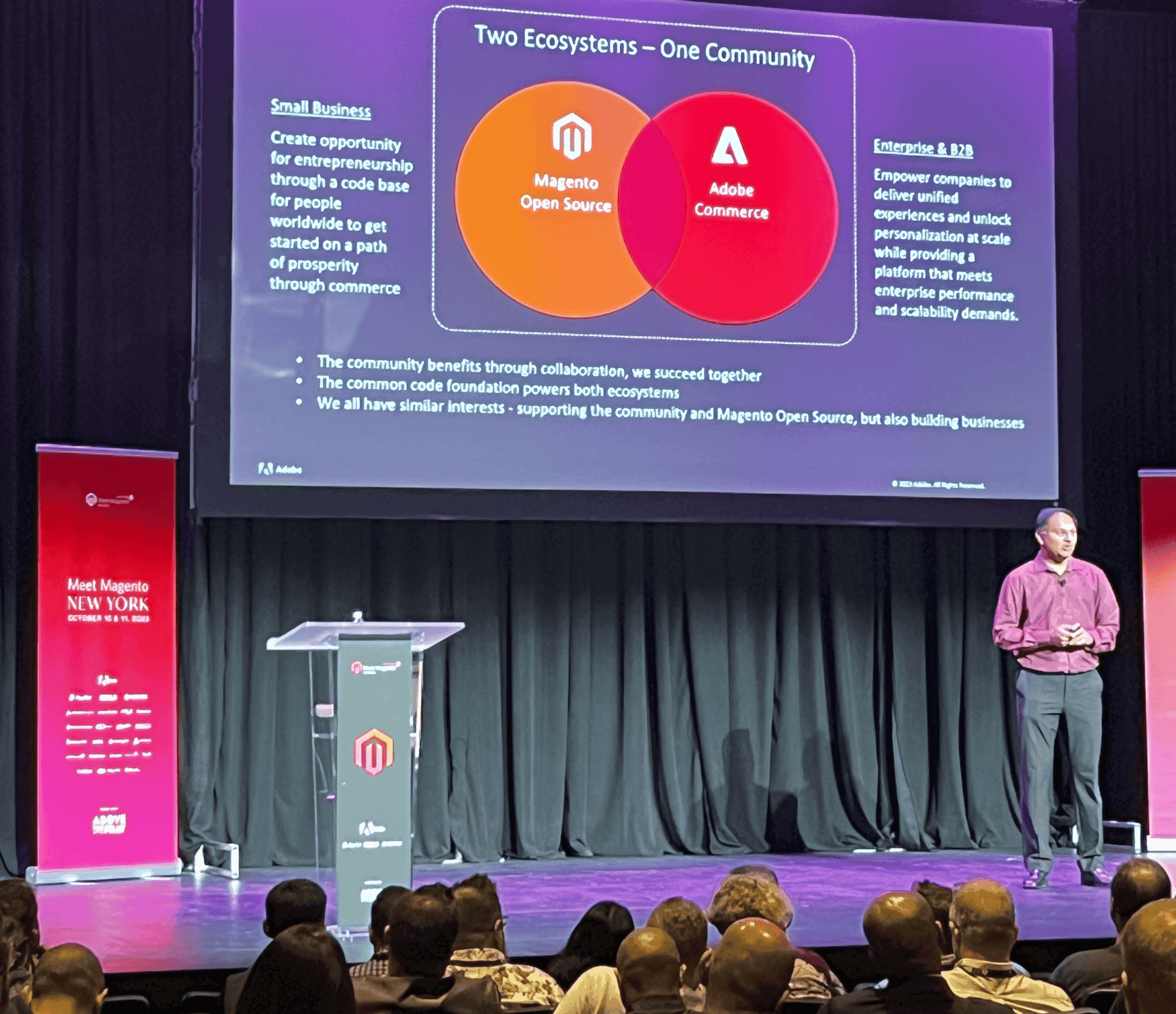 Speaker of the magento community overview session at meet magento nyc 2023 1