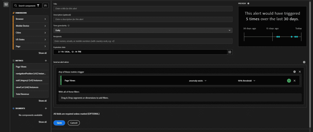 Adobe analytics alerts