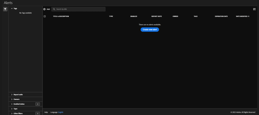 Create alert in adobe analytics